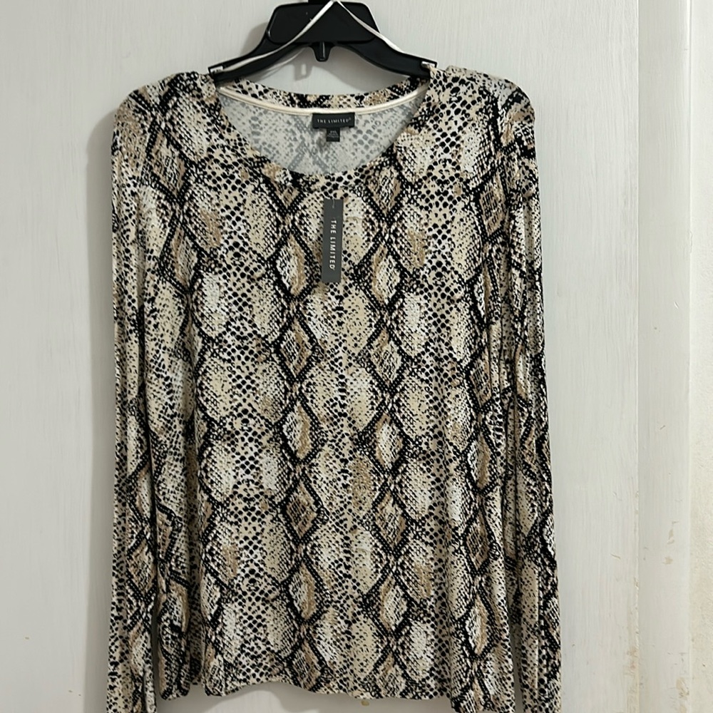 NWT The Limited Women Long Sleeve Snake Print Top Blouse